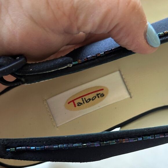 Talbots Navy fabric Slingback Heels 8.5N - Picture 6 of 7